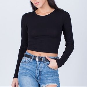 Basic Black Long Sleeve Crop Top